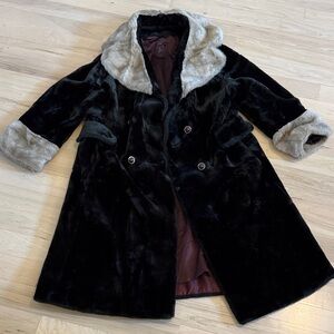 Vintage-Whimisigoth Black Oversized Long Fur Coat Jacket-Gorgeous-Read